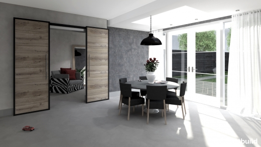 Schuifdeuren oud eiken Interieur woonhuis meubels keuken oud eiken