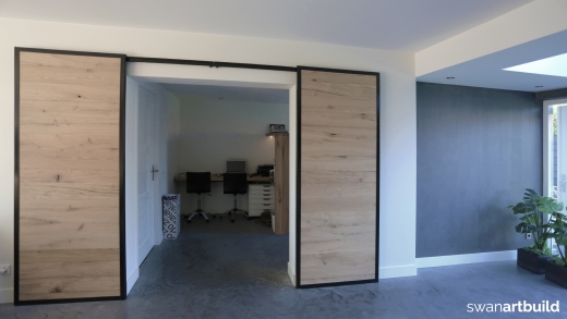 Schuifdeuren oud eiken Interieur woonhuis meubels keuken oud eiken