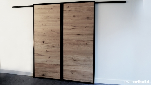 Schuifdeuren oud eiken Interieur woonhuis meubels keuken oud eiken